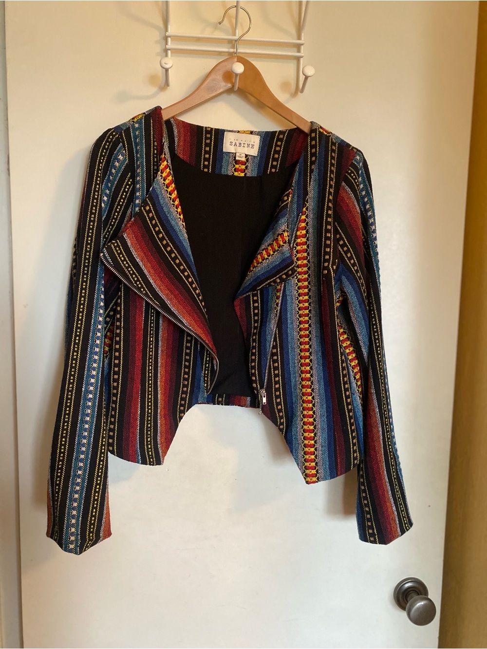Sabine Multicolor Striped Asymmetrical Jacket Women’s Medium